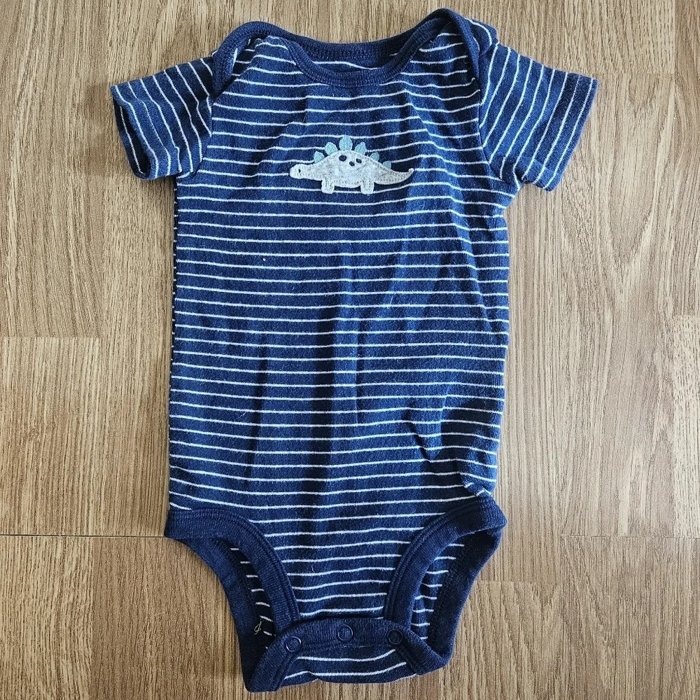 Carter's Navy Striped Dinosaur Bodysuit